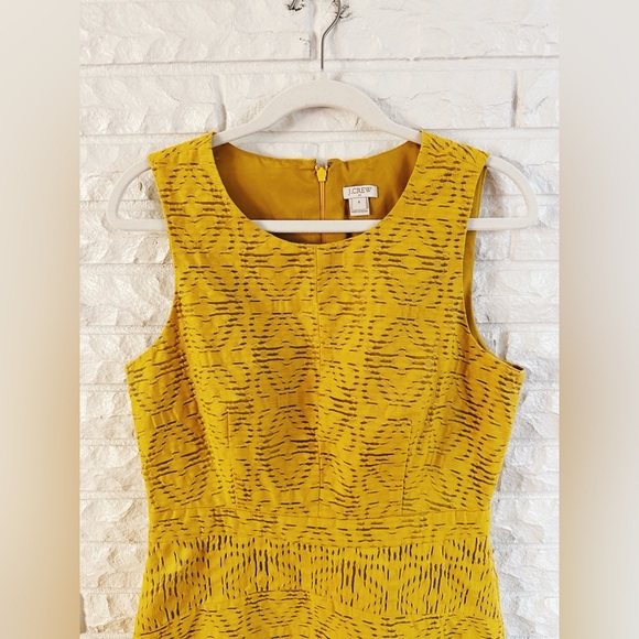 J Crew A Line Mustard Textured Dress - Picture 3 of 5